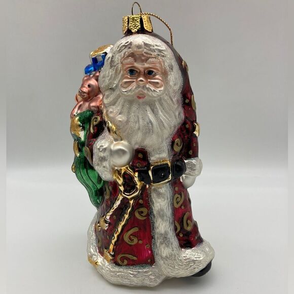 Vintage Brass Key Santa Claus Blown Glass for Christmas Tree - Picture 2 of 9